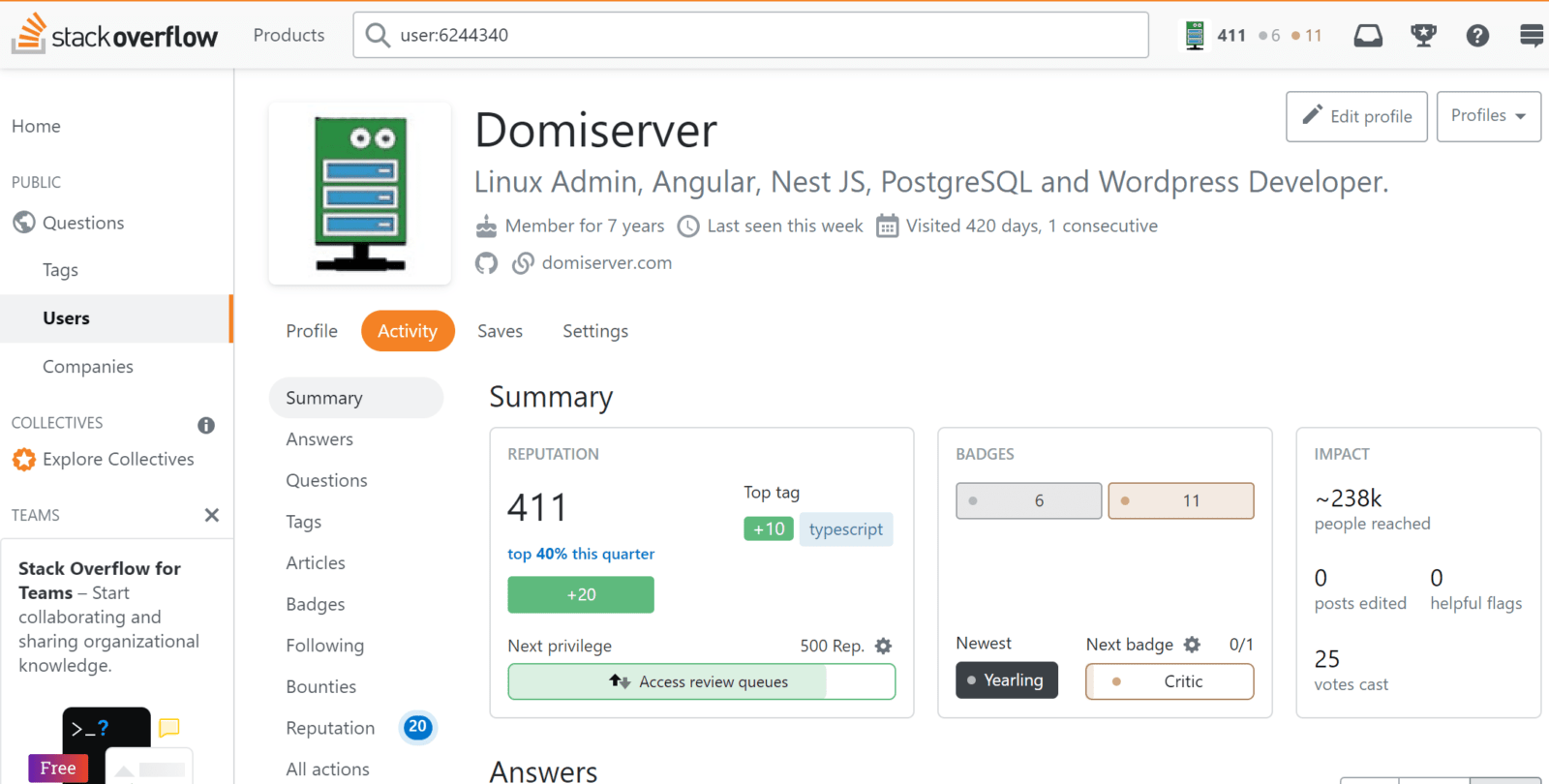 StackOverflow Domiserver